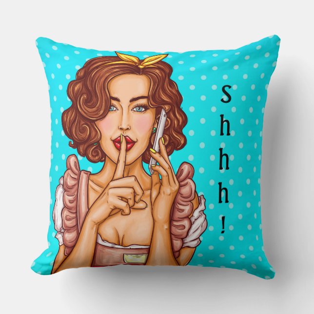 Girl Talking On A Cellphone Throw Pillow (Front)