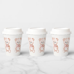 Girl Teddy Bear Baby Shower Paper Cups