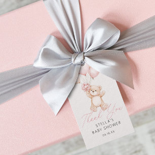 Girl Teddy Bear Balloons Thank You Baby Shower Gift Tags