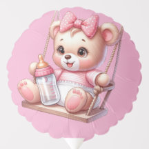 Girl Teddy Bear On A Swing