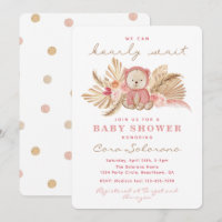 Girl Teddy Bear Shower Invitation | Boho Teddy