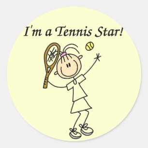 Girl Tennis Star T-shirts and Gifts Classic Round Sticker