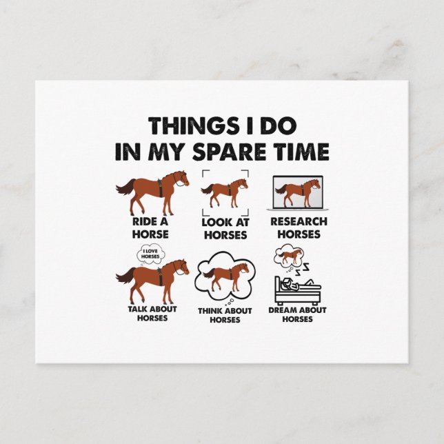 Girl Things I Do In My Spare Time Funny Horse Postcard (Front)