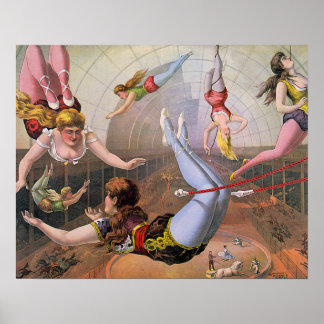 Girl Trapeze Artists Vintage Illustration Poster
