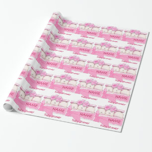 Girl Triplets Baby Shower Gift Wrapping paper