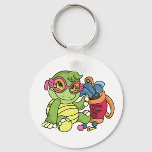Girl Turtle Golfer Key Ring