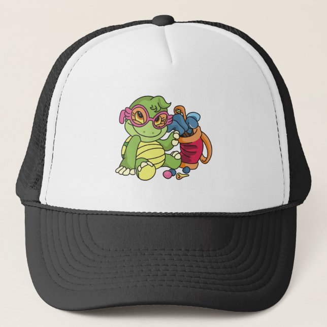 Girl Turtle Golfer Trucker Hat (Front)