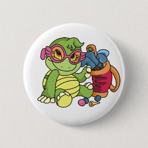 Girl Turtle Golfer Tshirts and Gifts 6 Cm Round Badge