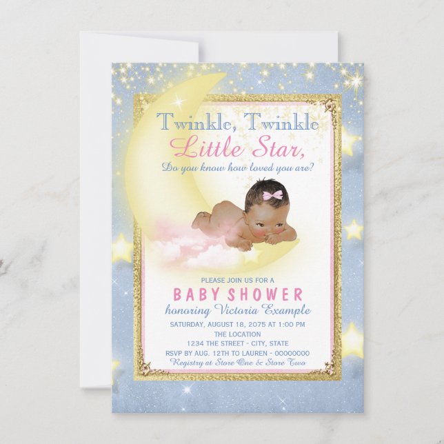 Girl Twinkle Twinkle Little Star Baby Shower Invitation (Front)