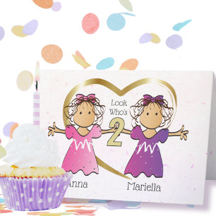 Girl Twins 2nd Personalised Birthday Card