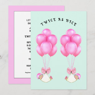 Girl Twins Baby Shower Invitation