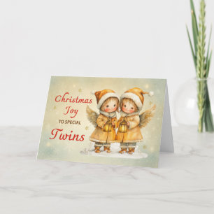 Girl Twins Christmas Angel Joy and Wonder Card