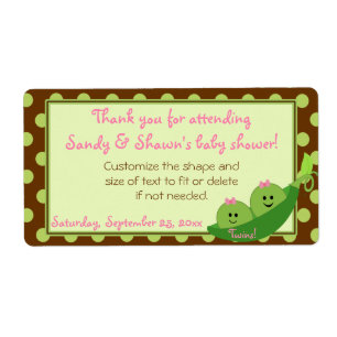 Girl Twins Peas in a Pod Baby Shower Favour Label