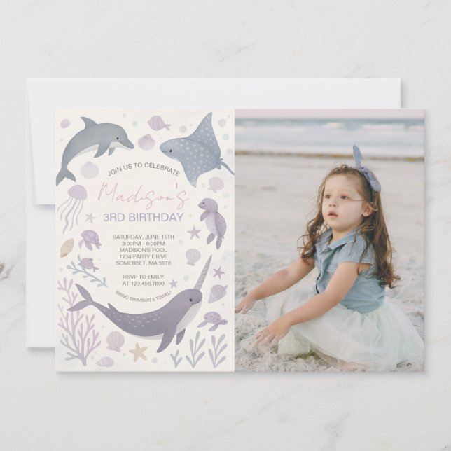 Girl Under the Sea Birthday Party Photo Invitation (Front)
