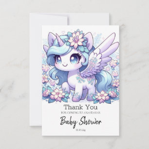 Girl Unicorn Baby Shower Thank You Card