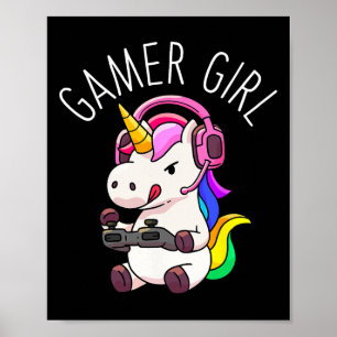 Girl Unicorn Gaming Cute Video Game Gift Women Gir Poster