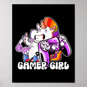 Girl Unicorn Gaming Cute Video Game Lover Cool  Poster