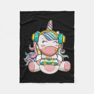 Girl Unicorn Gaming Cute Video Game Women Girls Fleece Blanket