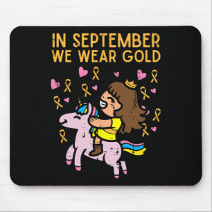 Girl Unicorn September Wear Gold Childhood Cancer Mouse Pad