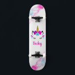 Girl Unicorn skateboard with name<br><div class="desc">Make this Unicorn skateboard your own by adding your text. To access advanced editing tools, please go to "Personalise this template" and click on "Details", scroll down and press the "click to customise further" link. Ideal for any Occasion such as birthday or Graduation, for outdoor skateboarders who love the unicorn...</div>