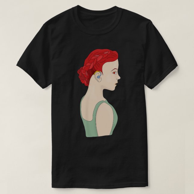 Girl using a hearing aid T-Shirt (Design Front)