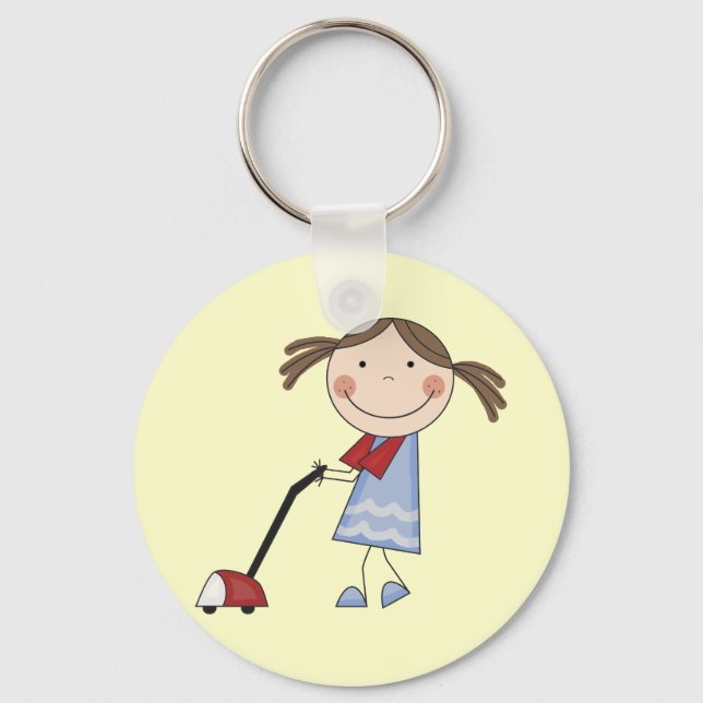 Girl Vacuuming Tshirts and Gifts Key Ring (Front)