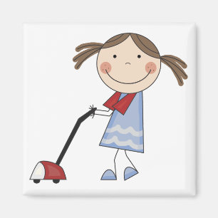 Girl Vacuuming Tshirts and Gifts Magnet