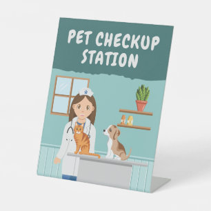 Girl Vet Pet Checkup Station Kids' Pretend Play Pedestal Sign