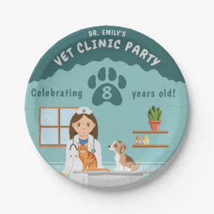 Girl Veterinarian Clinic Animal Hospital Birthday Paper Plate