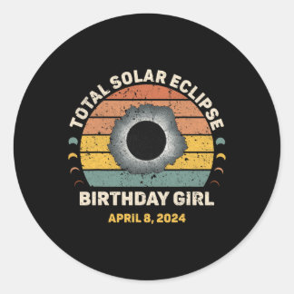 Girl Vintage Funny Totality Spring Solar Eclipse  Classic Round Sticker