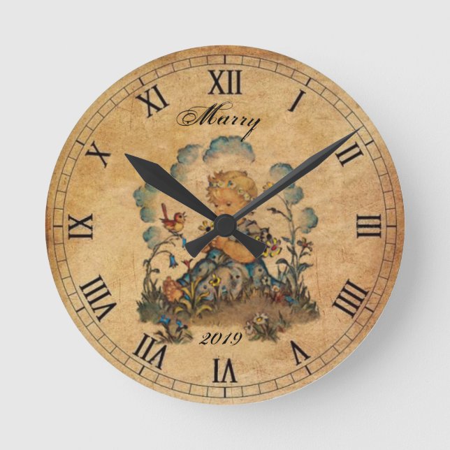 Girl Vintage  Round Clock (Front)