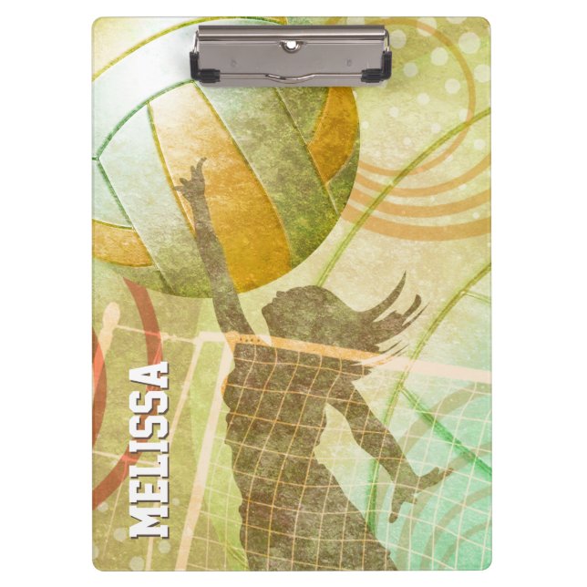 Girl Volleyball Player at the net Clipboard (Front)