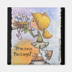 Girl Watches Birds-Precious Package Magnet