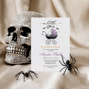 Girl Watercolor Halloween Baby Shower Little Boo Invitation