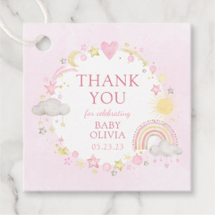 Girl Watercolor Rainbow Baby Sip And See Favour Tags
