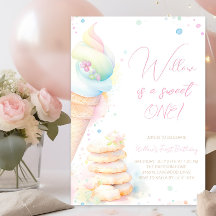 Girl Watercolor Sweets Sweet One First Birthday