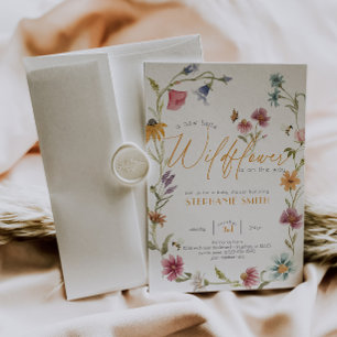 Girl Watercolor Wildflower Baby Shower Invitation