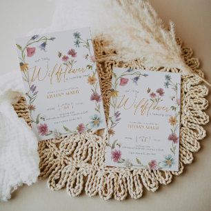 Girl Watercolor Wildflower Birthday Invitation