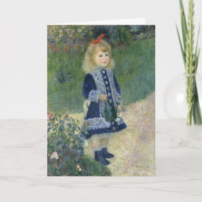 Girl Watering Can Renoir Impressionist Painting Card (Front)