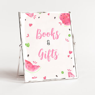 Girl Watermelon Baby Shower Books and Gifts Sign