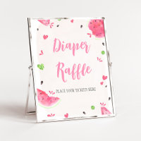 Girl Watermelon Baby Shower Diaper Raffle Sign