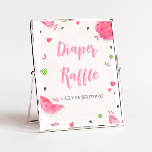 Girl Watermelon Baby Shower Diaper Raffle Sign