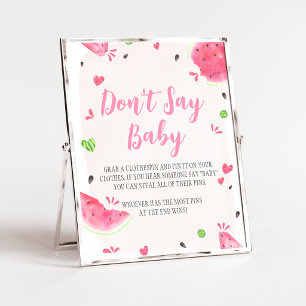 Girl Watermelon Baby Shower Don't Say Baby Sign