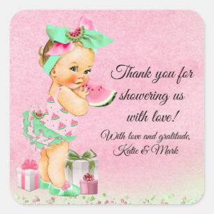Girl Watermelon Baby Shower Stickers