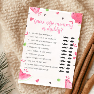 Girl Watermelon Guess Who Mommy or Daddy Game Card