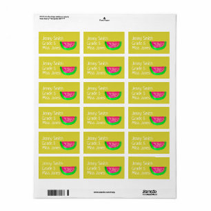 Girl watermelon name school book labels