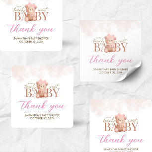 Girl We Can Bearly Wait Baby Showerer Square Sticker