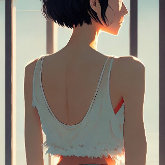 Girl wearing a mezzanine shorts anime illustration poster