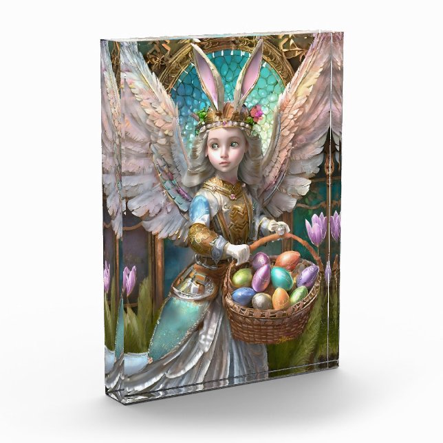 Girl Wearing Easter Bunny Angel Costume Photo Block (Left)