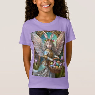 Girl Wearing Easter Bunny Angel Costume T-Shirt